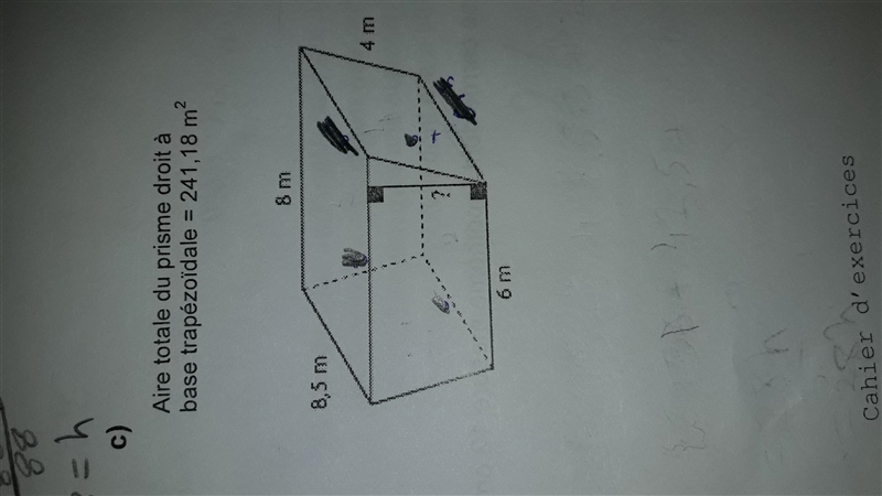 Quelle est la hauteur de trapèze? what is the height of trapezoid?-example-1