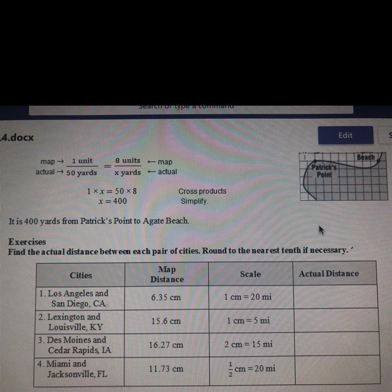 PLS HELP I NEED TO FIND THE ACTUAL DISTANCE BETWEEN WACH OAIR IF CITIES AND IF NECESSARY-example-1