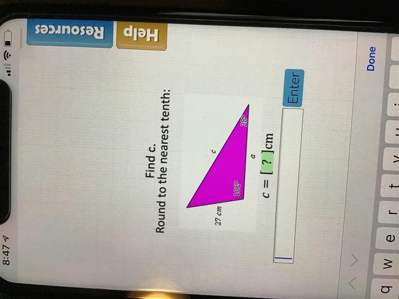 C=[?]cm Find c round to the nearest tenth-example-1