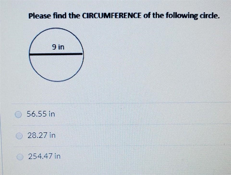 Please find the CIRCUMFERENCE of the following circle.​-example-1