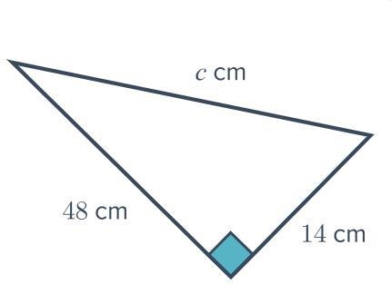 Find the length of the hypotenuse, c in this triangle.-example-1