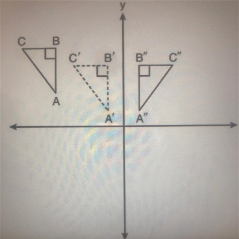 In the diagram below, triangle A’B‘C‘ is a transformation of triangle ABC, and Triangle-example-1