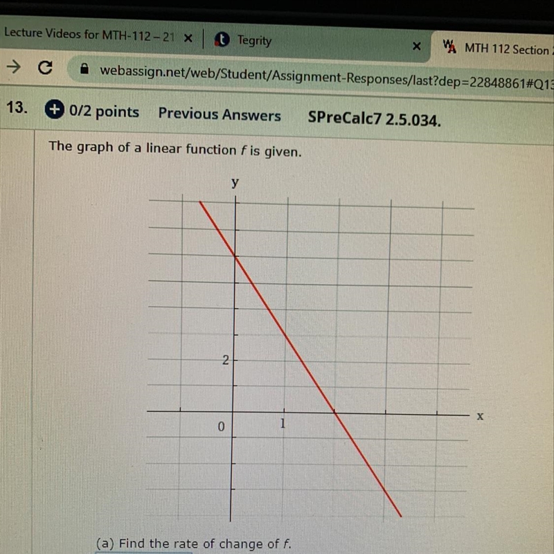 The graph of a linear function F is given-example-1