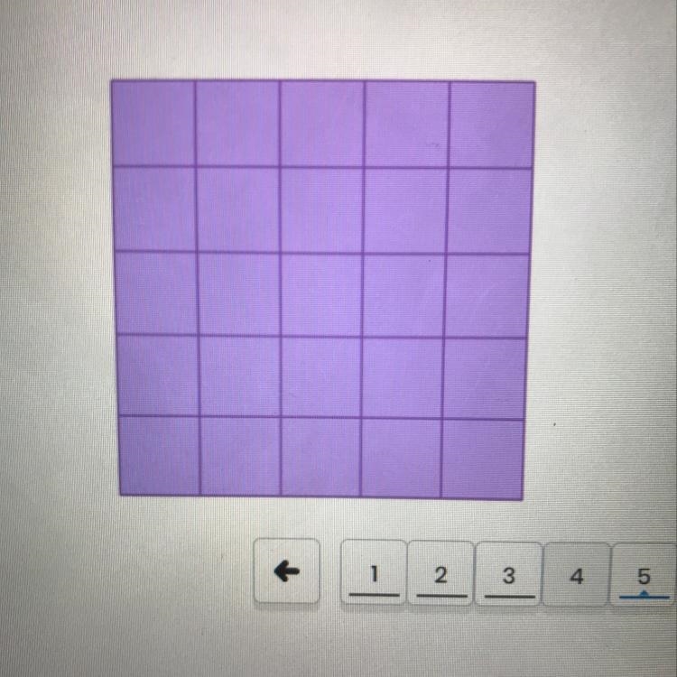 Which calculation could be used to determine the area of this square? A=5+5 A=5x5 A-example-1