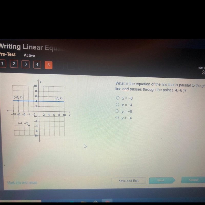 What is the equation of the line that is parallel to the given line and passes through-example-1