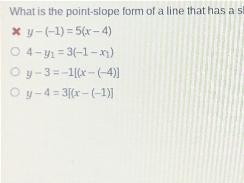 What is the point-slope from of a line that has a slope of 3 and passes through the-example-1