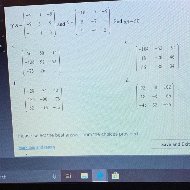 Please help (30 points) Matrix Operations If A= And B= ,find 6A-8B-example-1