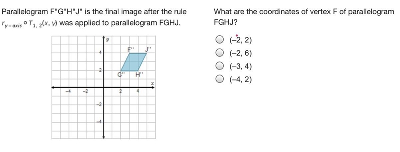 Parallelogram F"G"H"J" is the final image after the rule was applied-example-1