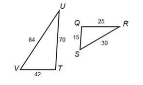 Please help Determine if ΔUTV and ΔRQS are similar. If so, write the similarity statement-example-1