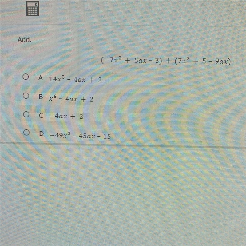 (-7x3 + 5ax - 3) + (7x3 + 5 - 9ax)-example-1