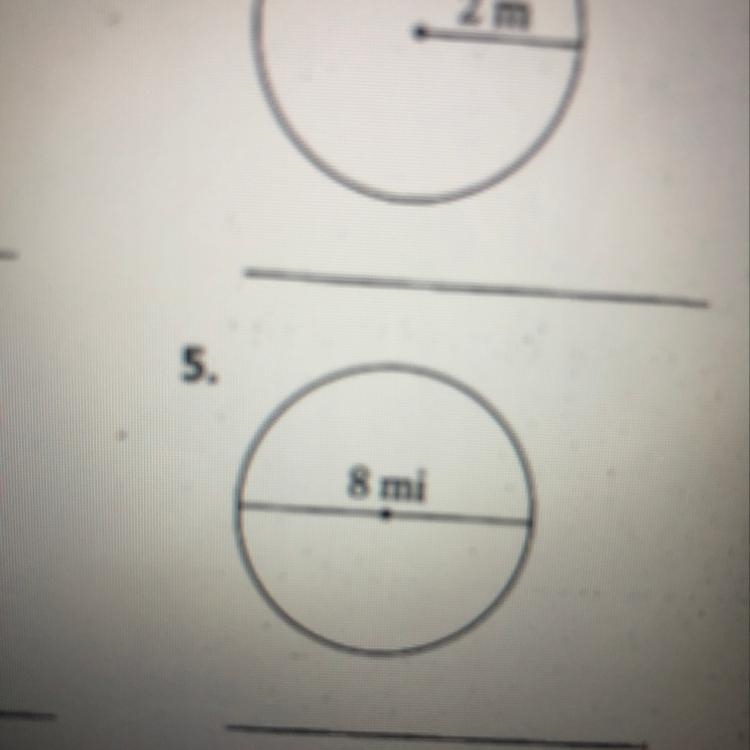 Circumference and Area of a circle #5 please-example-1