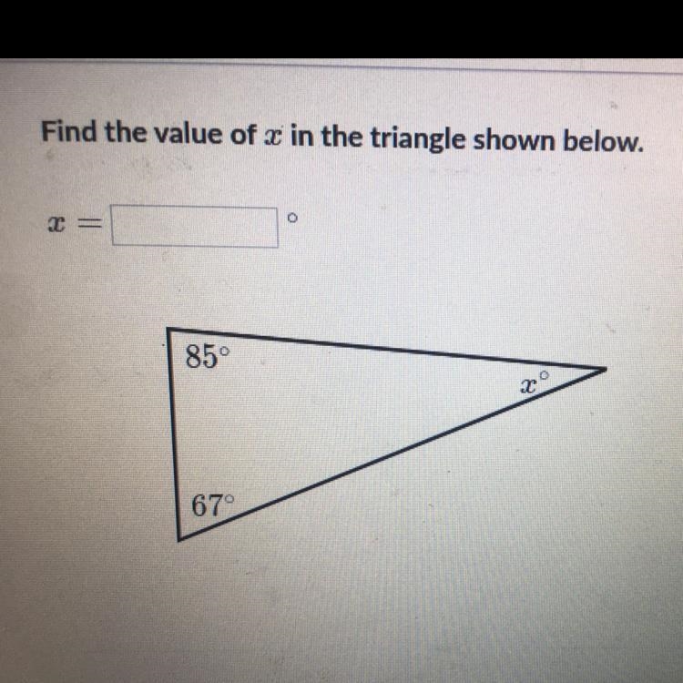 Find the value of x in the triangle-example-1