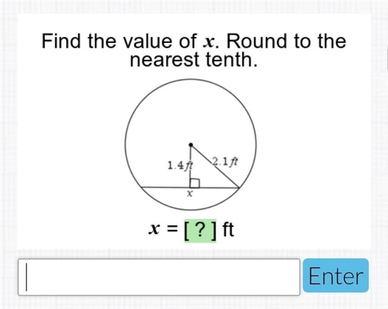 Find the value of x. Round to the nearest tenth. thank you in advance for the help-example-1