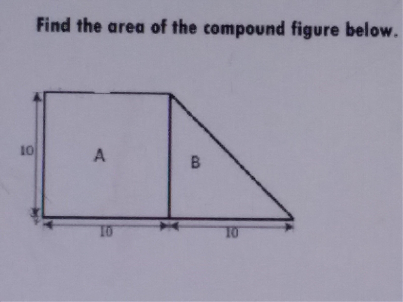 Find the area of the compound figure below-example-1