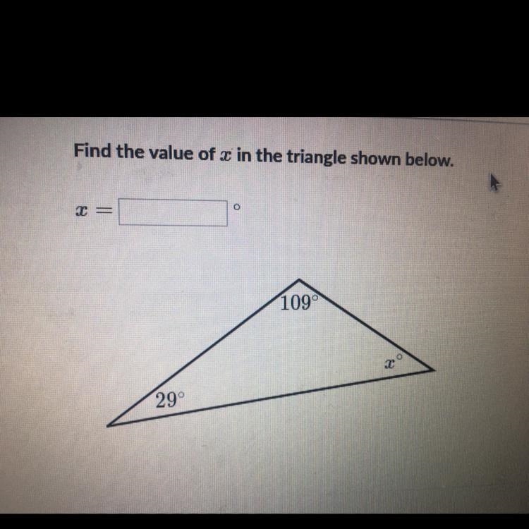 Find the value of x in the triangle-example-1