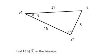 Find tan(β) in the triangle.-example-1