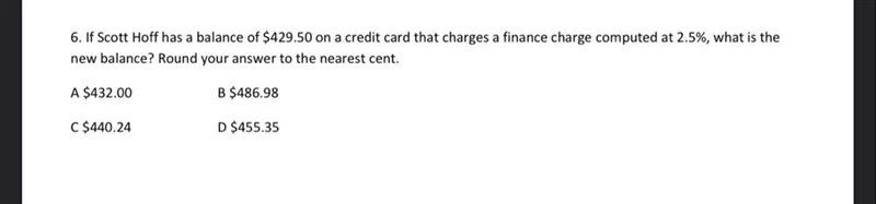 6. If Scott Hoff has a balance of $429.50 on a credit card that charges a finance-example-1