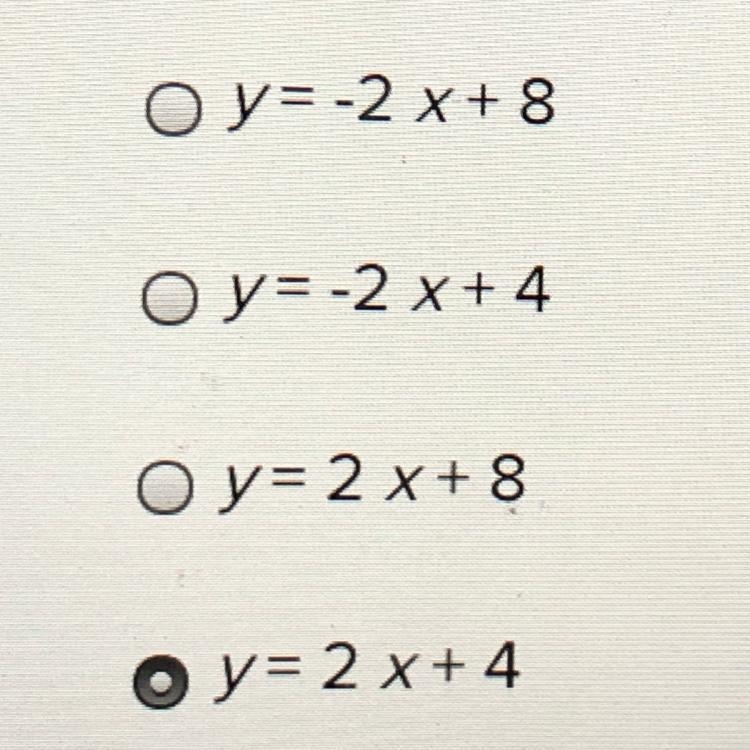 What is an equation of the line that passes through (0,8) and (4,0)-example-1