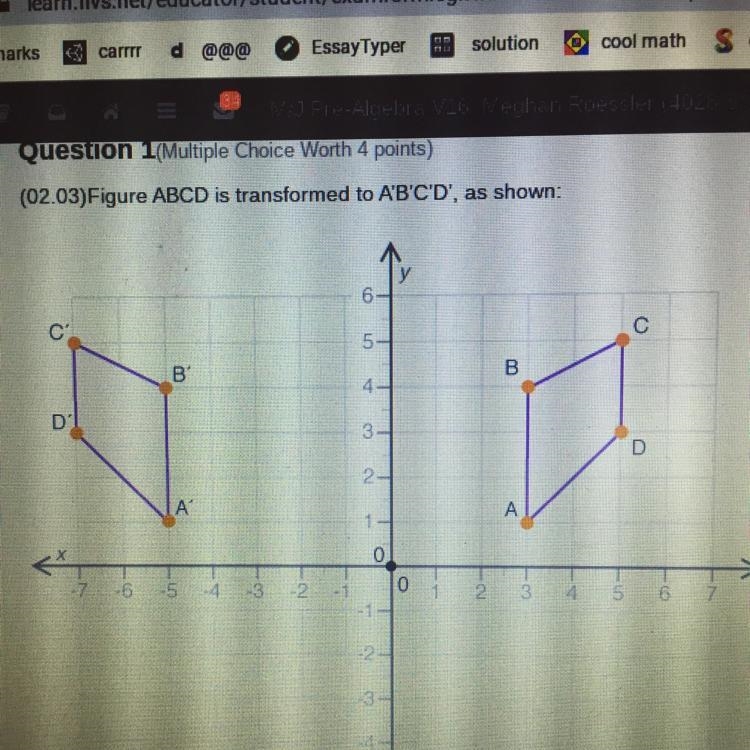 Which of the following sequences of transformation is used to obtain figure A’B’C-example-1