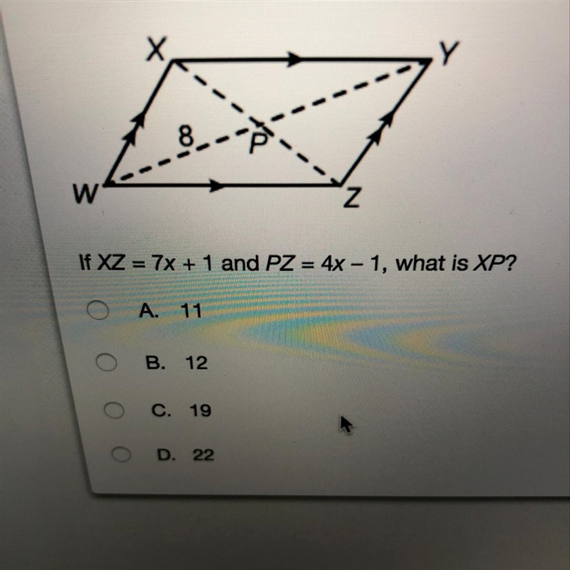 If XZ = 7x+1 and PZ = 4x-1, what is XP? ( imagine shown below please help)-example-1