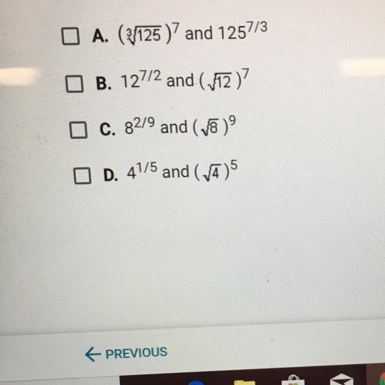 Which of the choices show a pair of equivalent expressions? Check all that-example-1