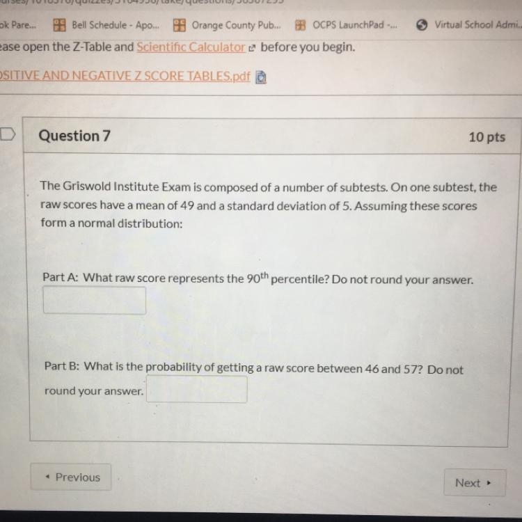 The Griswold Institute Exam is composed of a number of subtests. On one subtest, the-example-1