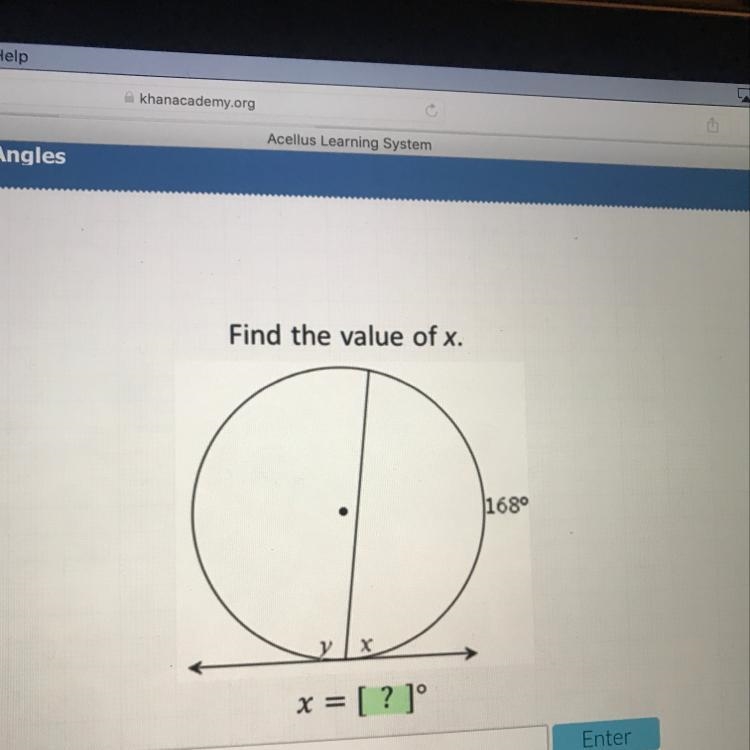 What is the value of x? inscribed angles-example-1