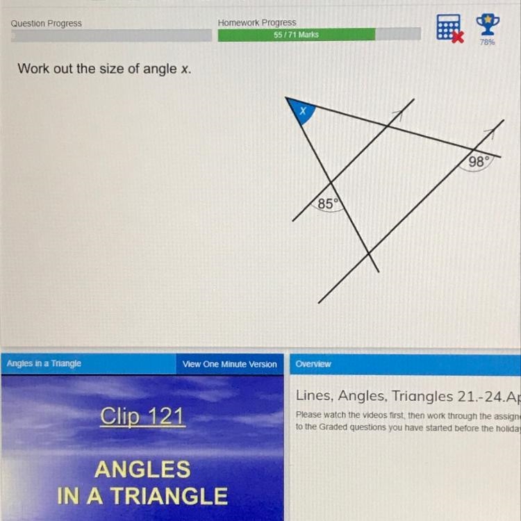 Work out the size of angle x-example-1