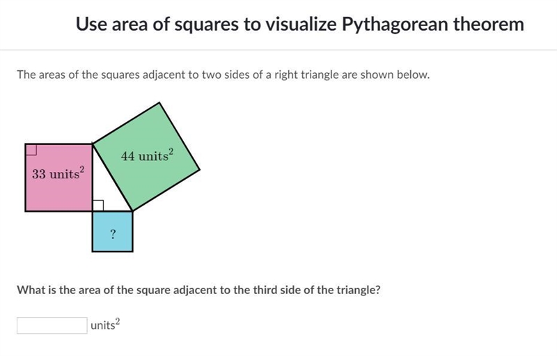 Use area of squares to visualize Pythagorean theorem-example-1