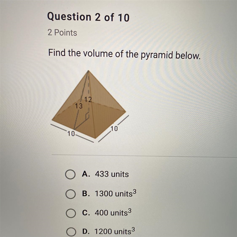 Find the volume of the pyramid below!! HELP!-example-1