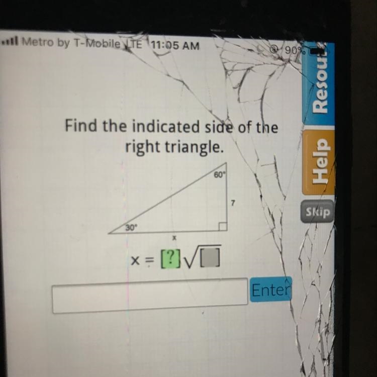 Find the indicated side of the right triangle-example-1