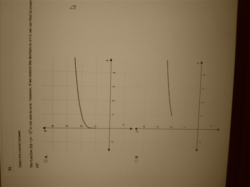 The function f(x)=(x-1)^4 is not one to one. However, if we restrict the domain to-example-1