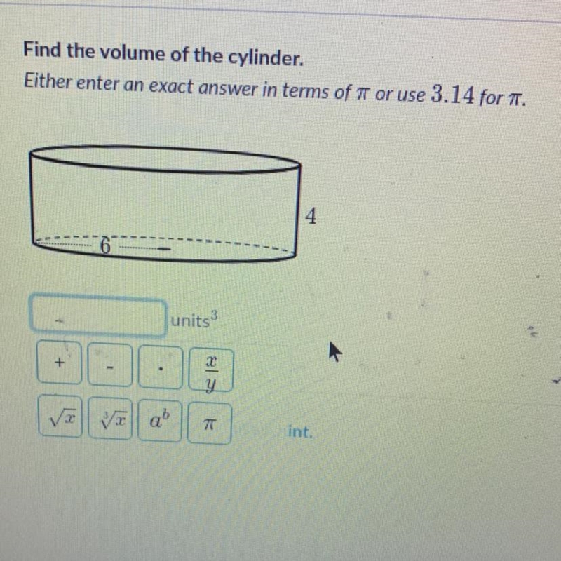 Find volume of cylinder-example-1