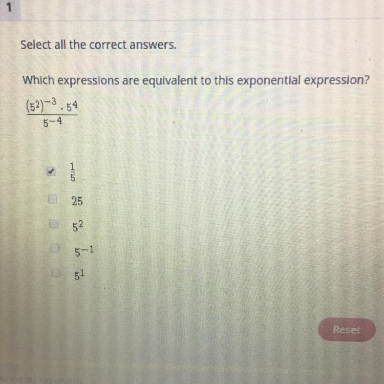 Which expressions are equivalent to this exponential expression-example-1