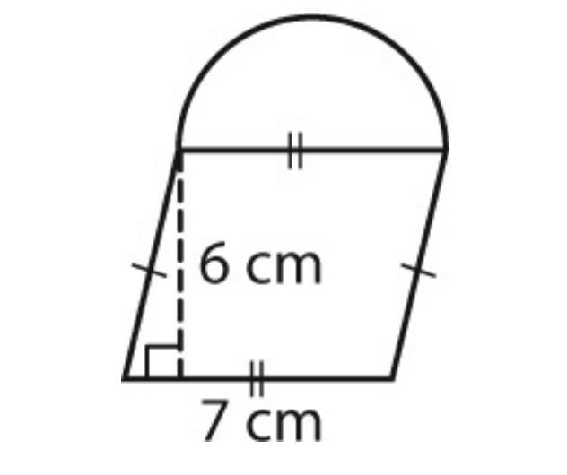 What is the area of the figure below? A 42 cm2 C 80.5 cm2 B 61.2 cm2 D 118.9 cm2-example-1