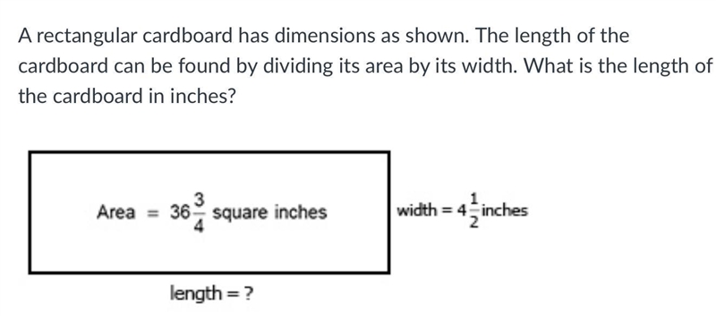 A rectangular cardboard has dimensions as shown. The length of the cardboard can be-example-1