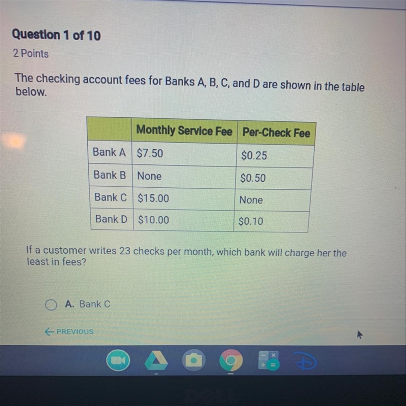 If a customer writes 23 checks per month, which bank will charge her the least in-example-1