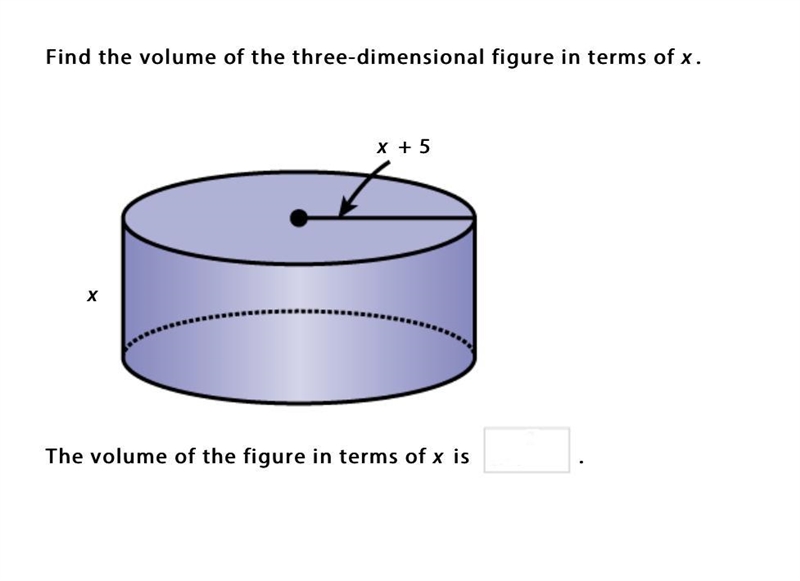 Find the volume of the three-dimensional figure in terms of x.-example-1