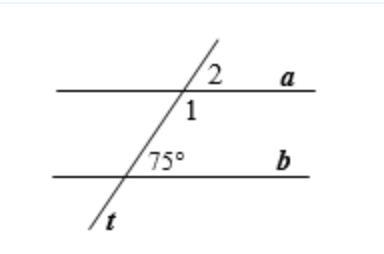 In each figure below, find m∠1 and m∠2 if a║b. Show your work with statements.-example-1