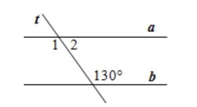 In each figure below, find m∠1 and m∠2 if a║b. Show your work with statements.-example-2