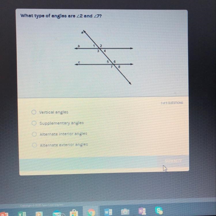 What type of angles are <2 and <7-example-1