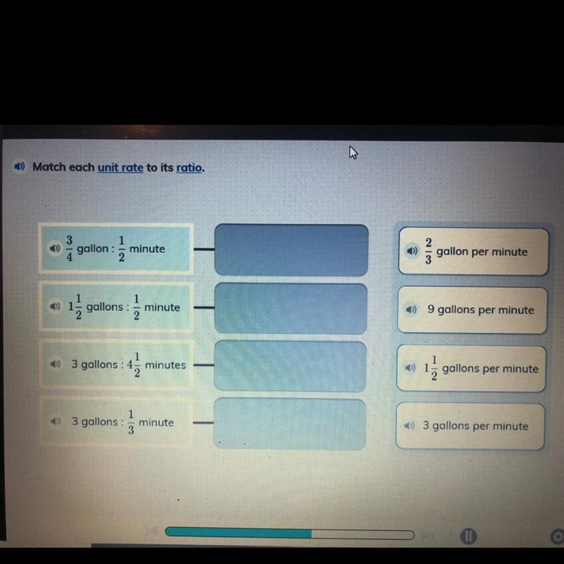 Match each unit rate to its ratio.-example-1