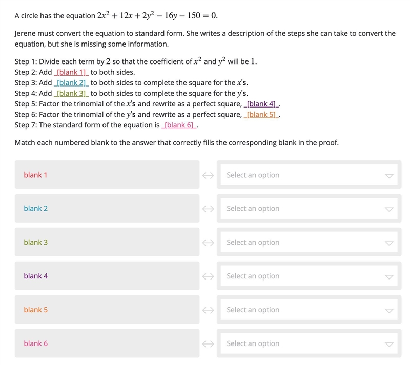 16: Please help. Match each numbered blank to the answer that correctly fills the-example-1