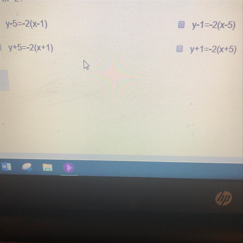 What is the equation of the line in point slope form that passes through the point-example-1