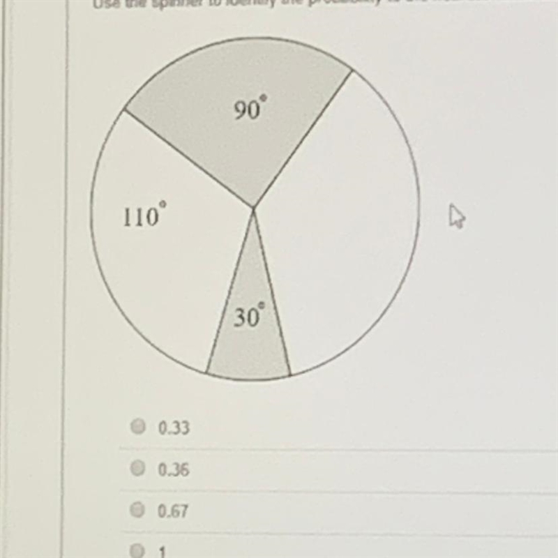 Use the spinner to identify the probability to the nearest hundredth of the pointer-example-1