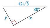 Find the values of x and y. Write your answers in simplest form.-example-1