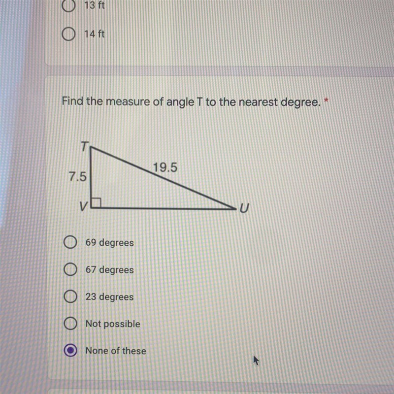 Find the measure of angle T to the nearest degree.-example-1