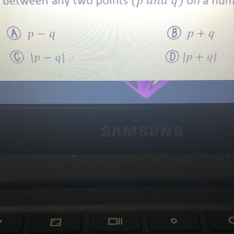 Which expression will calculate the distance between any two points (p and q) on a-example-1