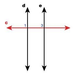 For lines c, d and e, m∠1 = 90° and m∠3=90° For the given diagram and angle measures-example-1