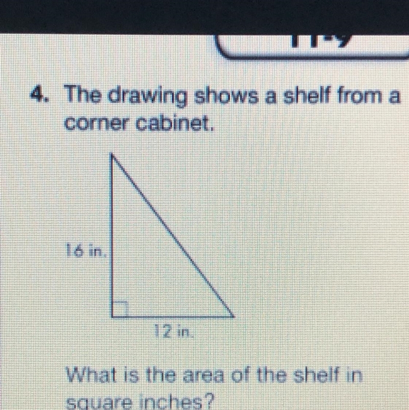 The drawing shows a shelf from a corner cabinet. What is the area of the shelf in-example-1